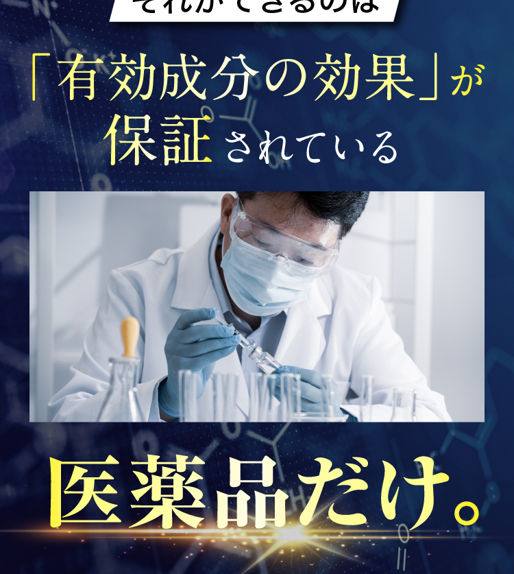 それができるのは「有効成分の効果」が保証されている医薬品だけ。