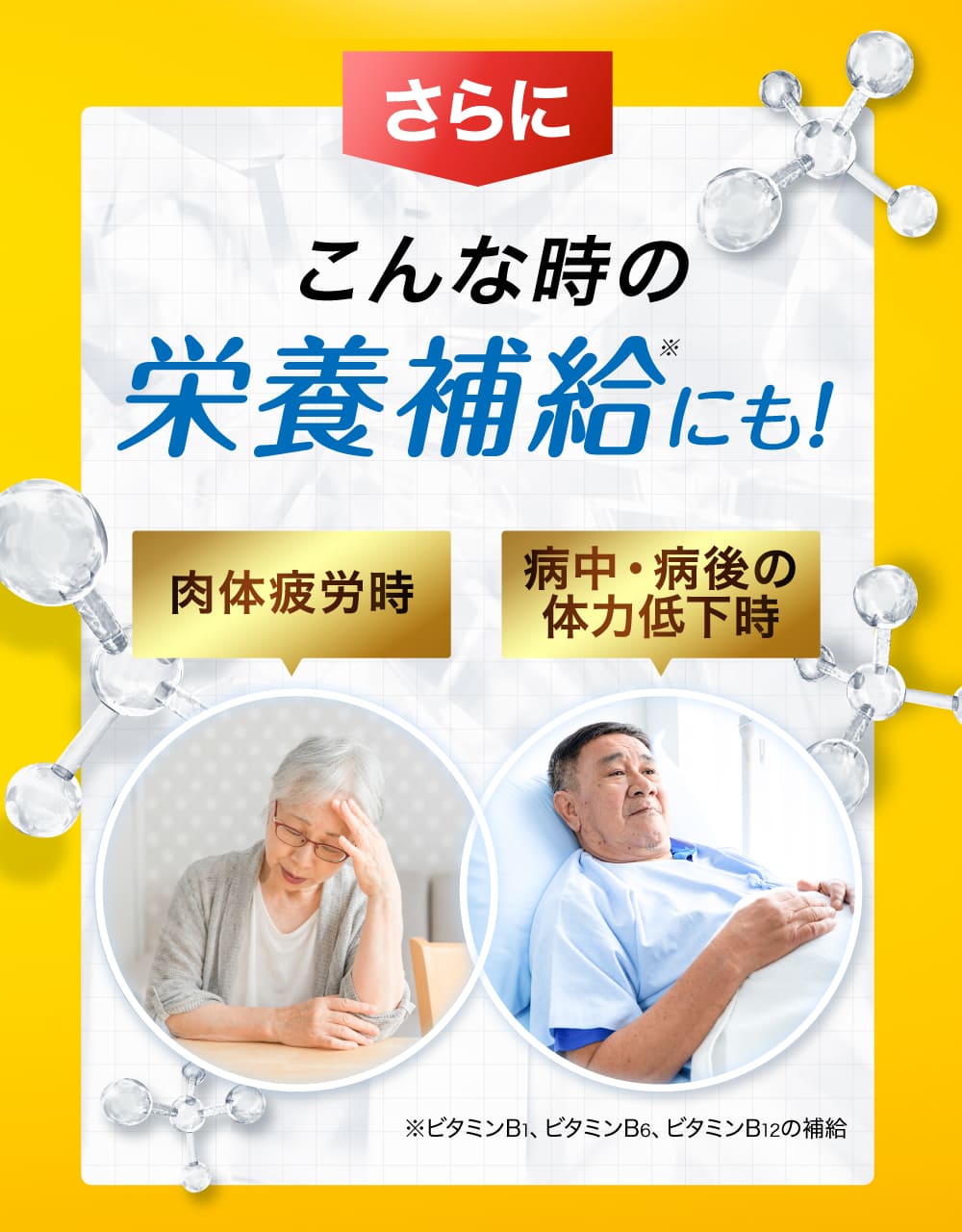 肉体疲労時や病中病後の体力低下時の栄養補給にも。