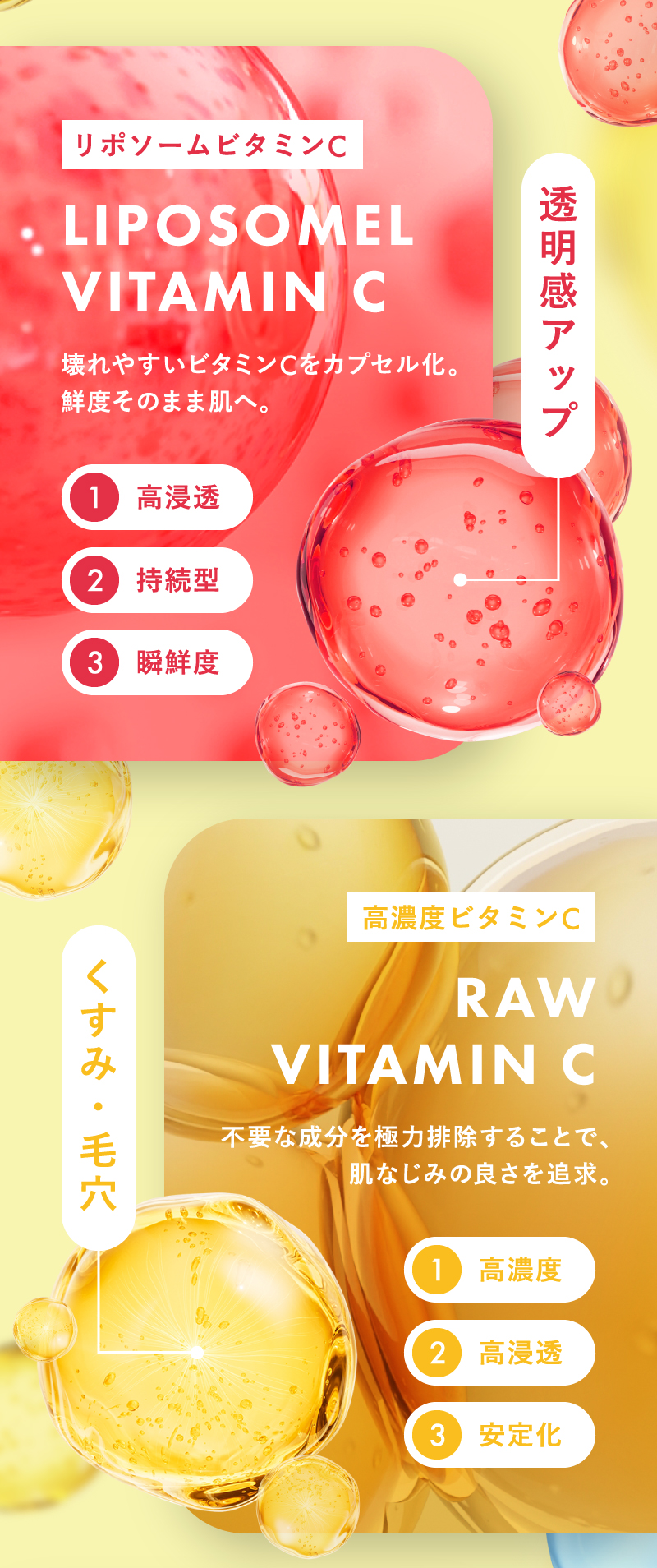 透明感アップ、くすみ・毛穴にリポソームビタミンC