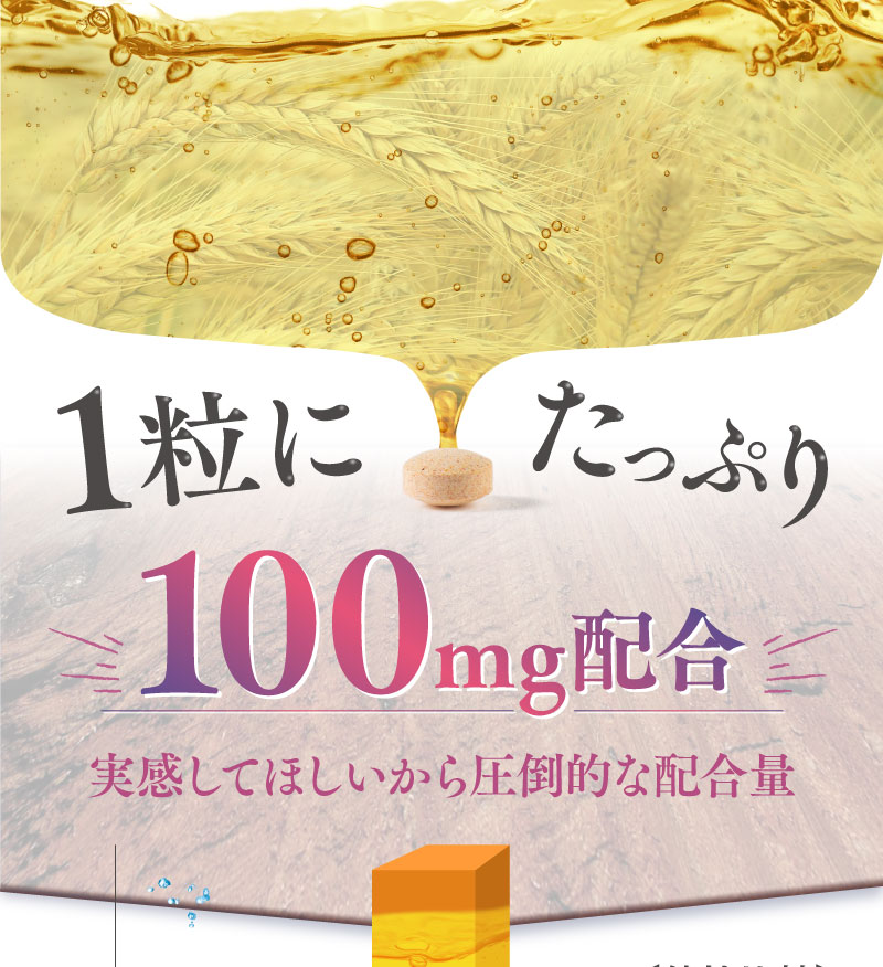 大麦乳酸発酵液GABAを1粒にたっぷり100mg配合。