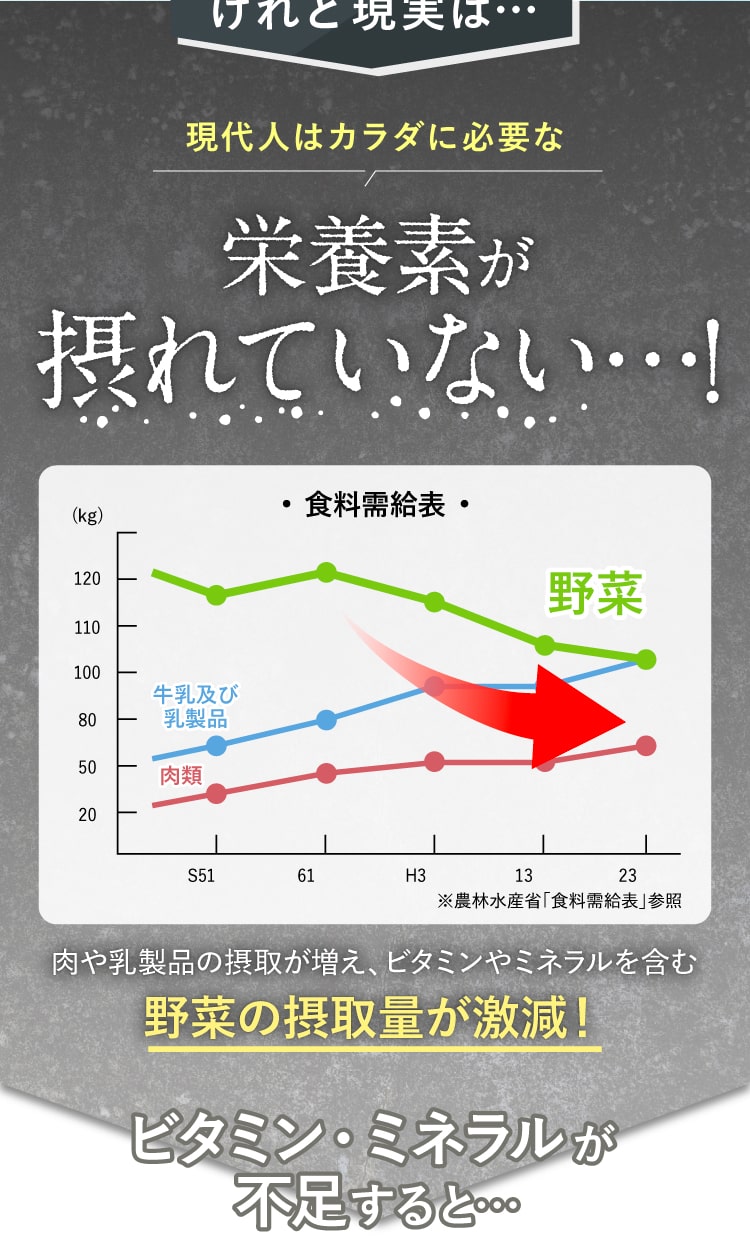 現代人は栄養素が摂れていない！