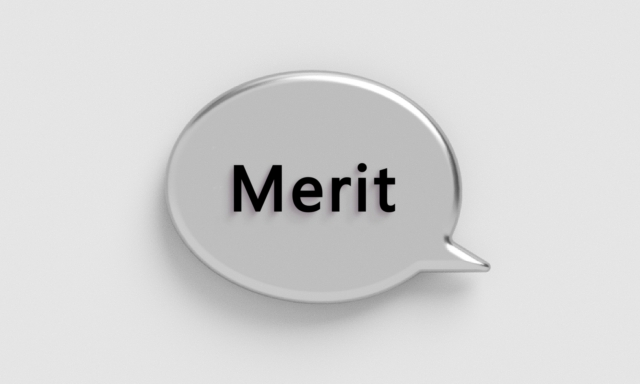 MERITのロゴとふきだし