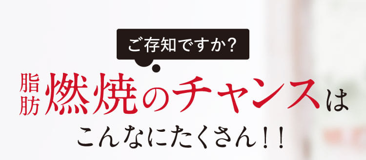 ご存知ですか？脂肪燃焼のチャンスはこんなにたくさん！！