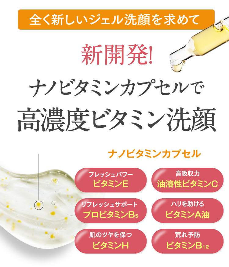 ナノビタミンカプセルで高濃度ビタミン洗顔