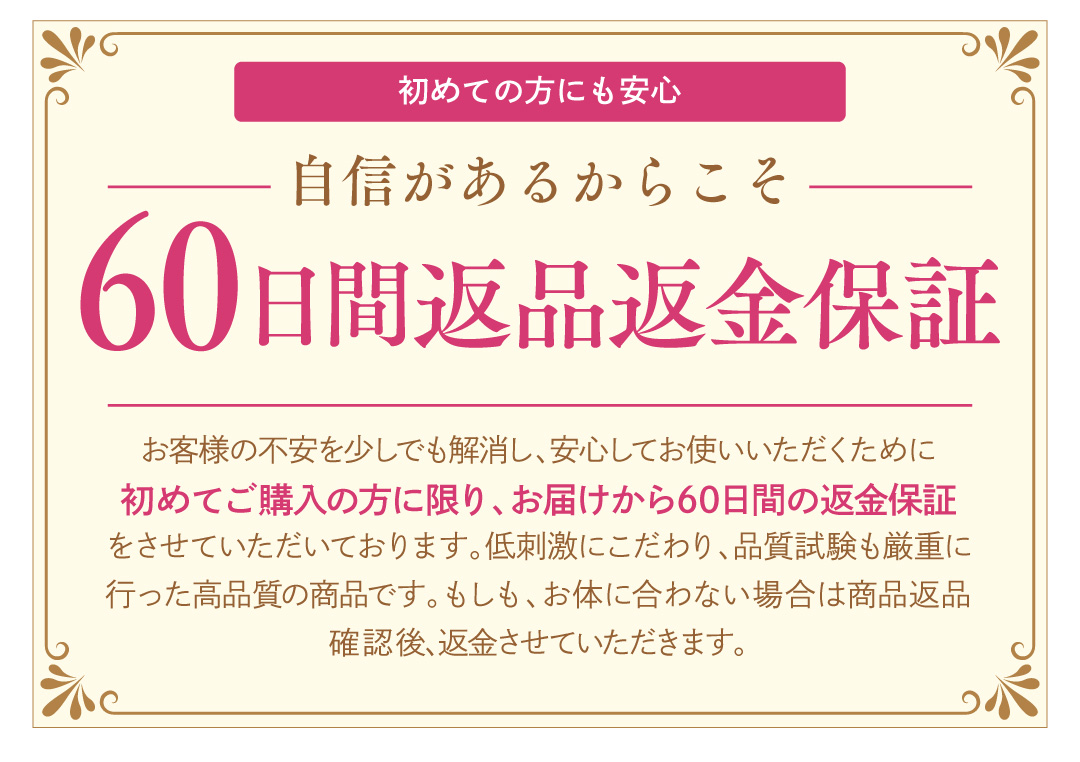 自信があるからこそ60日間返品返金保証