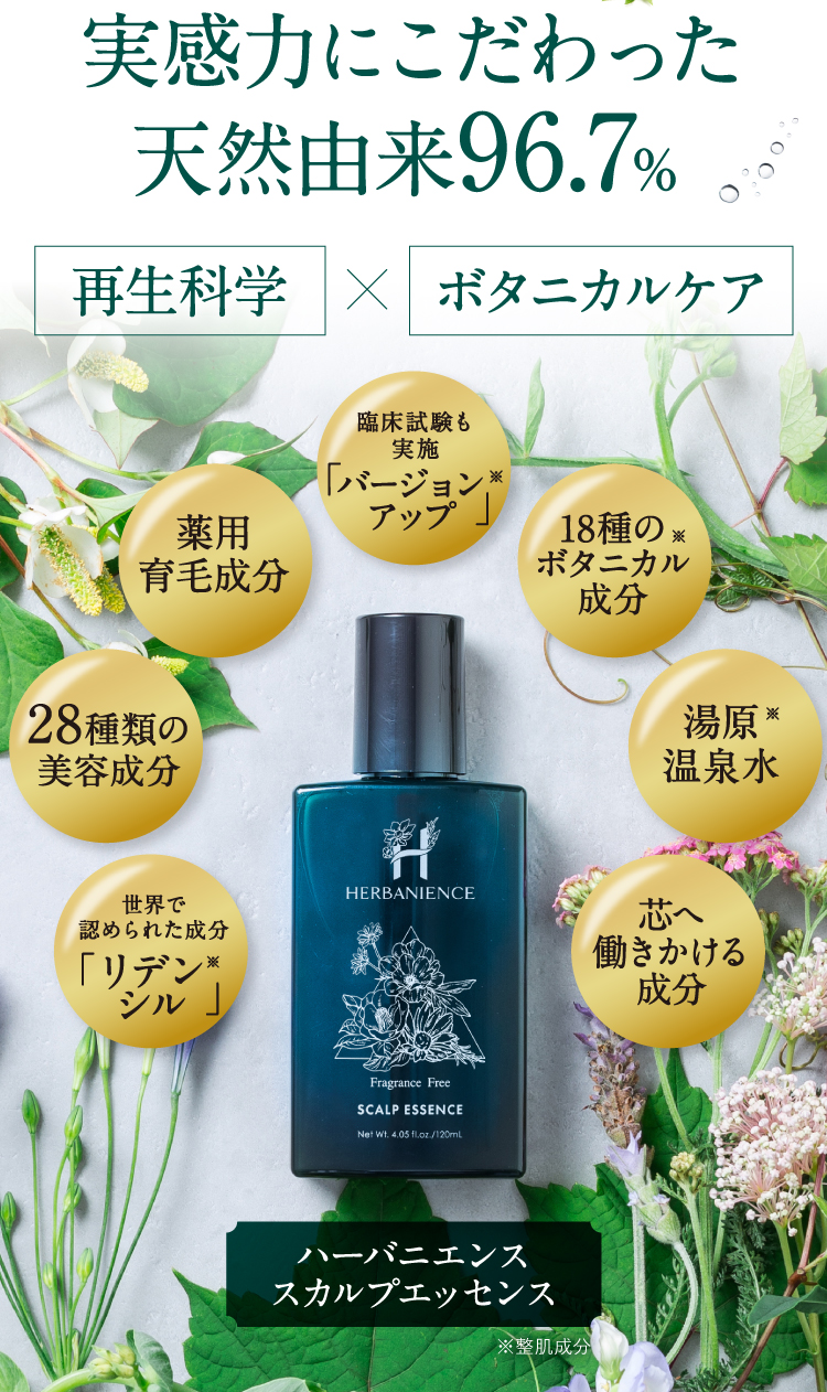 実感力にこだわった天然由来96.7%