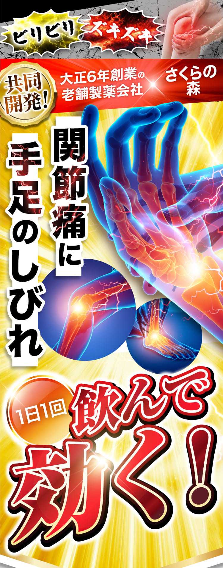手足のしびれ・関節痛に飲んで効く！ラクーダEX