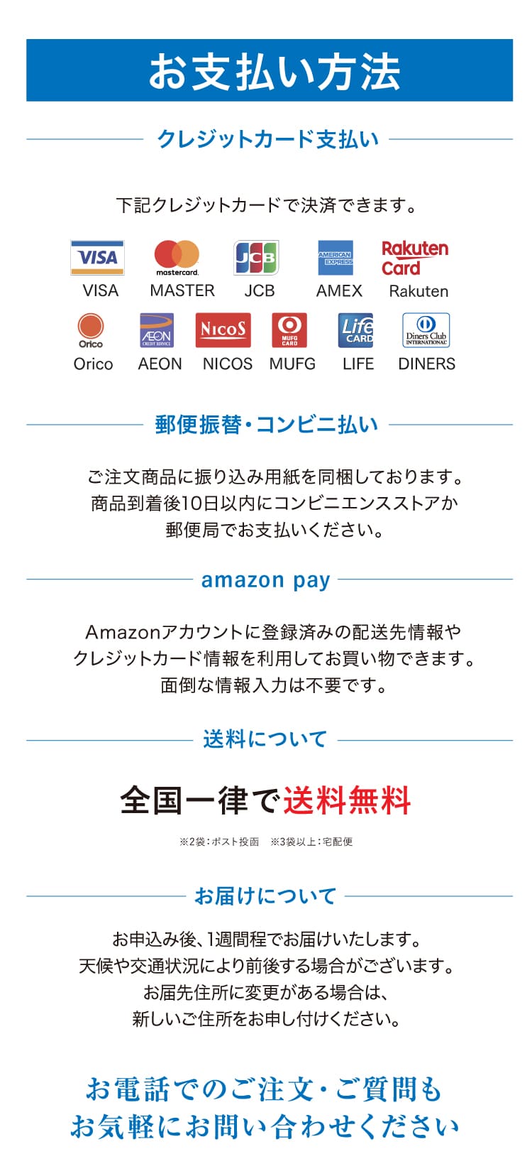 お支払いやお届けについて