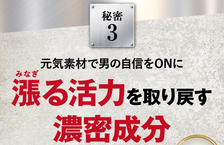 元気素材で男の自信をONに漲る活力を取り戻す濃密成分